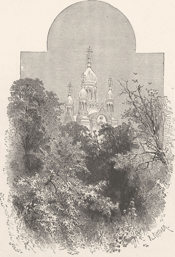 GERMANY. The Greek Chapel, Wiesbaden 1903 old antique vintage print picture